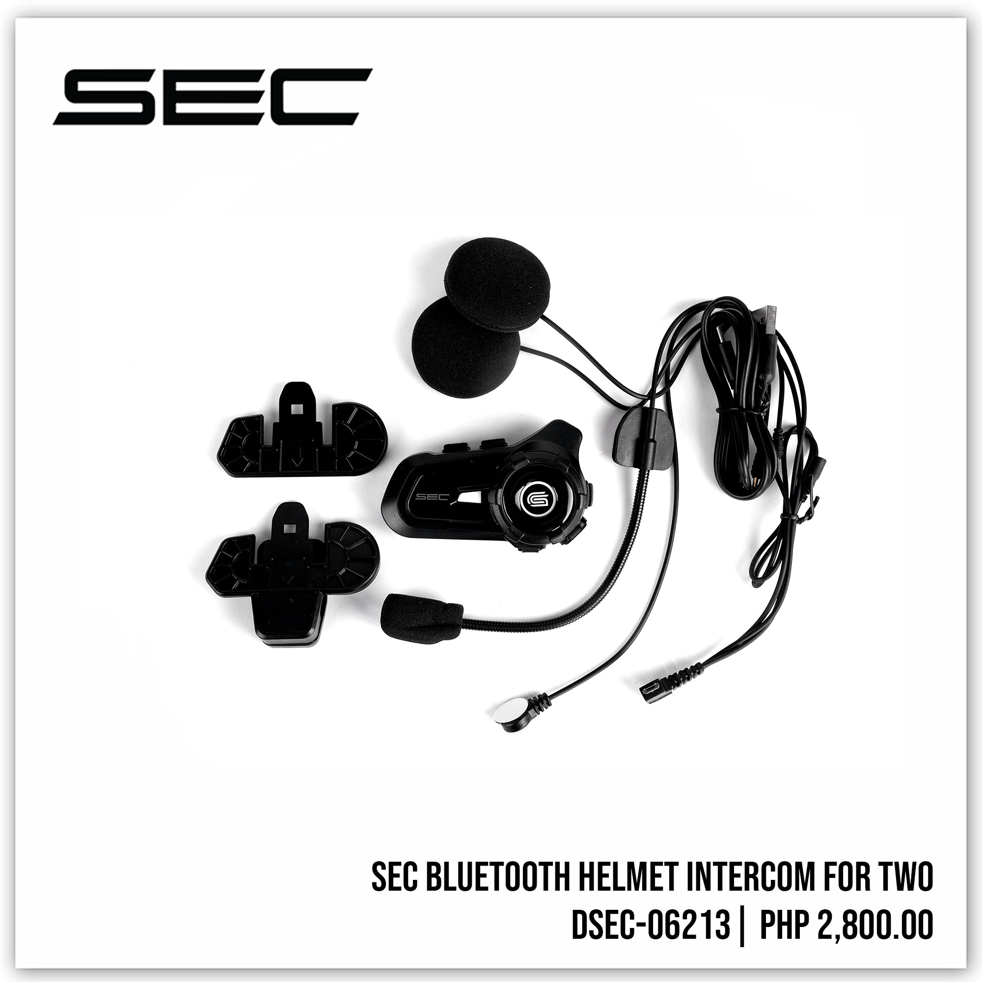 SEC Bluetooth Helmet intercom for two