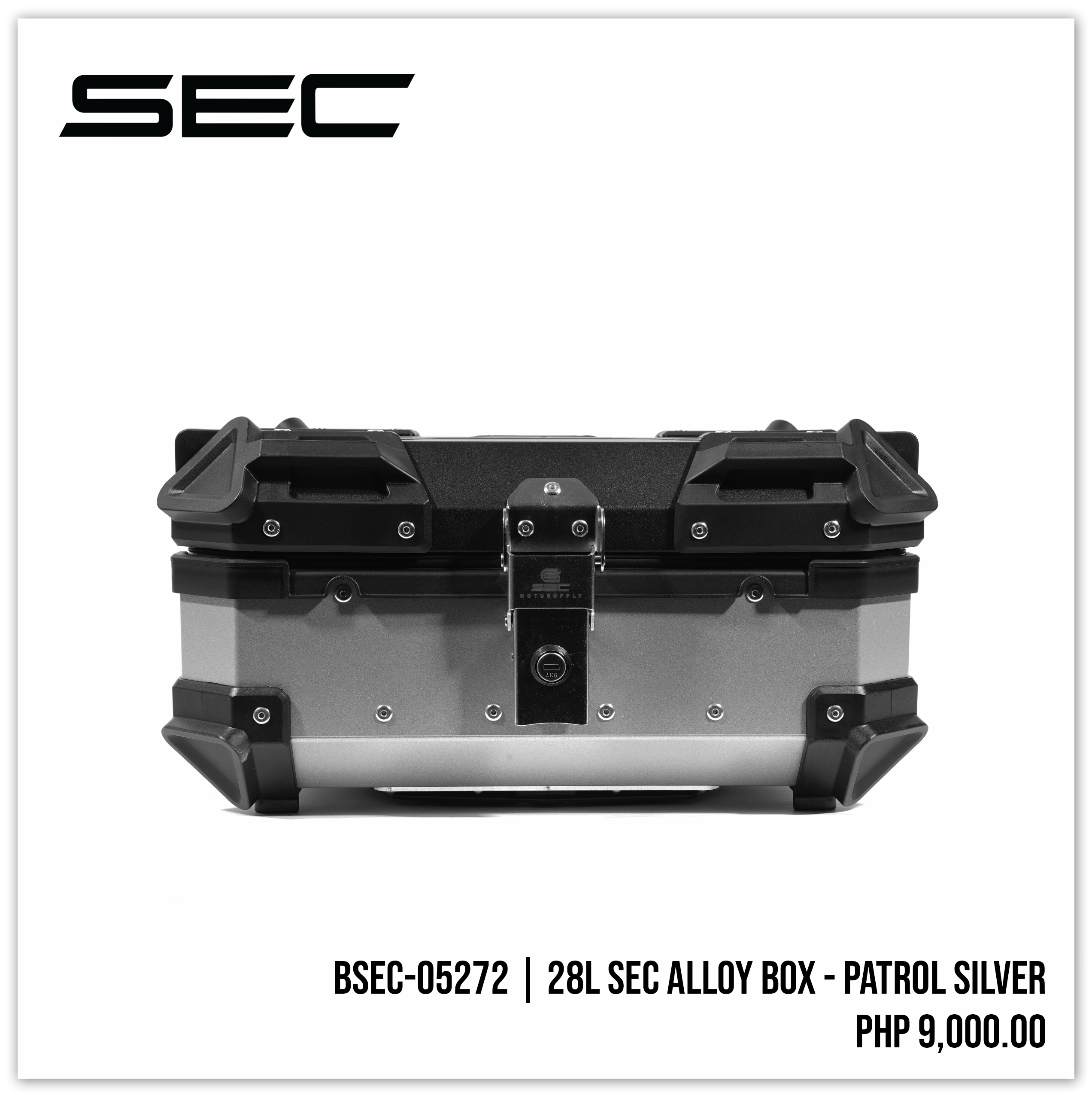Sec Chest Box 28L SEC Alloy Box - Patrol Silver – SEC Motosupply