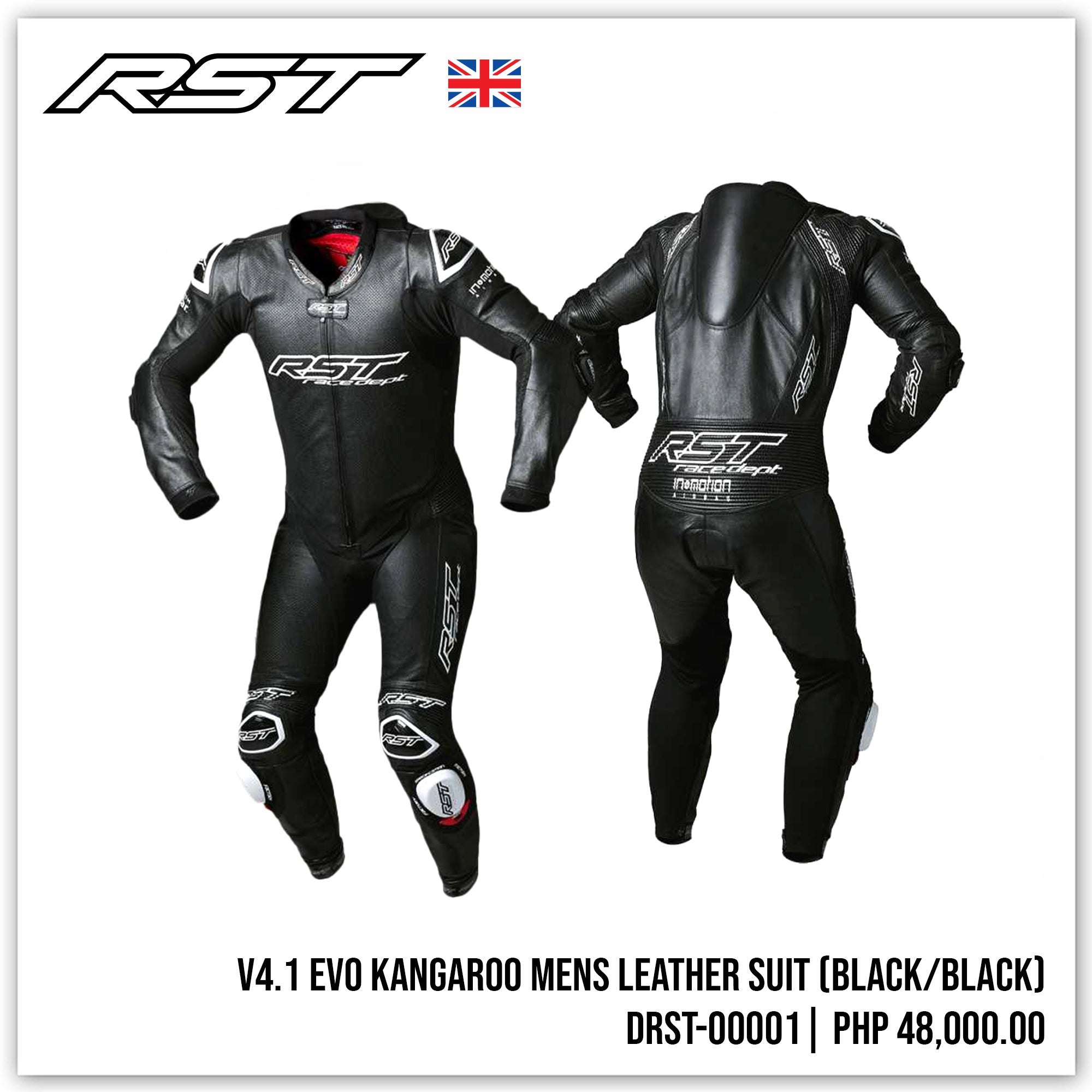 V4.1 Evo Kangaroo Mens Leather Suit (Black / Black)