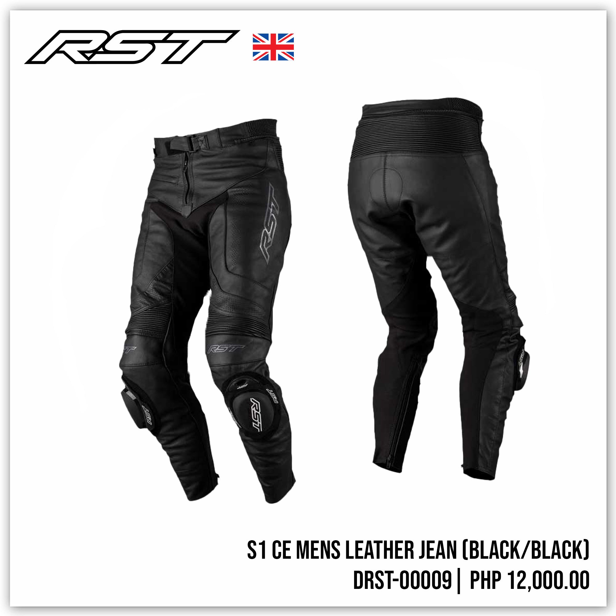 S1 CE MENS Leather Suit (Black / Black / Black)