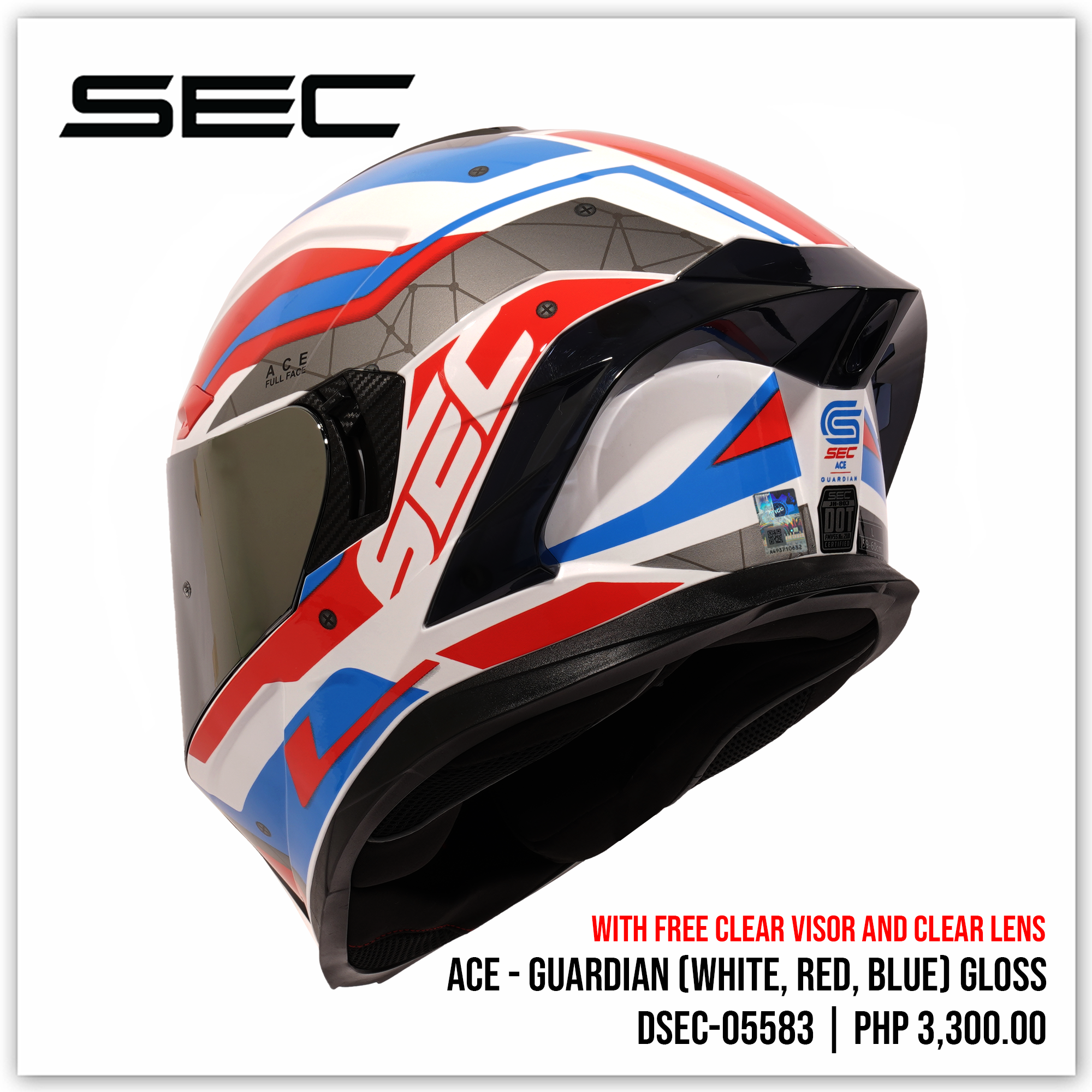 ACE - GUARDIAN WHT/RED/BLUE